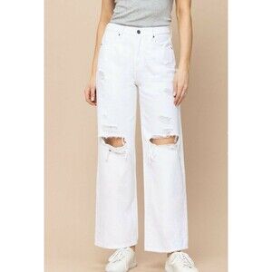 HIDDEN Logan Dad Jeans White High Rise Light Denim Jeans Size 26